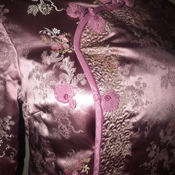 ANTHROPOLOGIE pink satin embroidered jacket top 6 - Picture 2 of 6